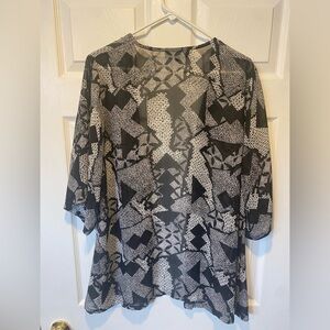 Michel Studio Black&White Sheer Cardigan Size 14